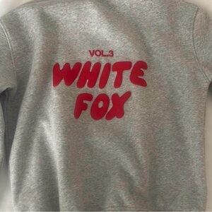 White Fox Boutique Gray Sweatshirt with Red Print